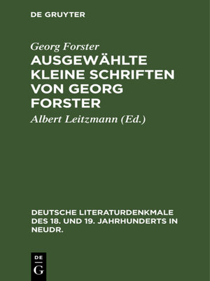 cover image of Ausgewählte kleine Schriften von Georg Forster